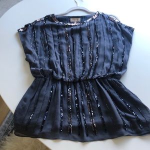 Anthropologie, Evanne Sequined Open-Shoulder Blouse by Verb. Size S.